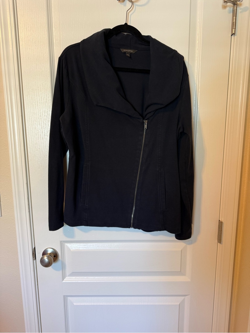 Banana Republic Navy Asymmetrical Zip Utility Jacket
